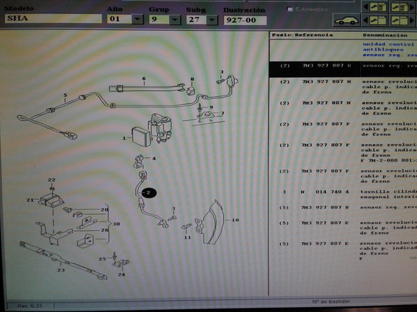 7M3927807G  ABS SENSOR FRONT SIDE RIGHT