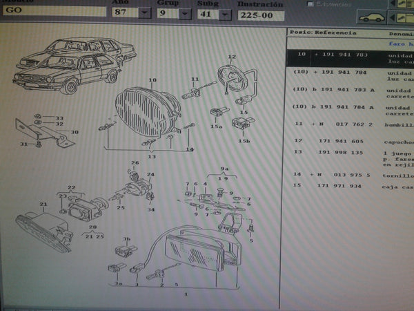 191941783  Headlamp, Centre Full Beam Mk2 Golf >1984-1991