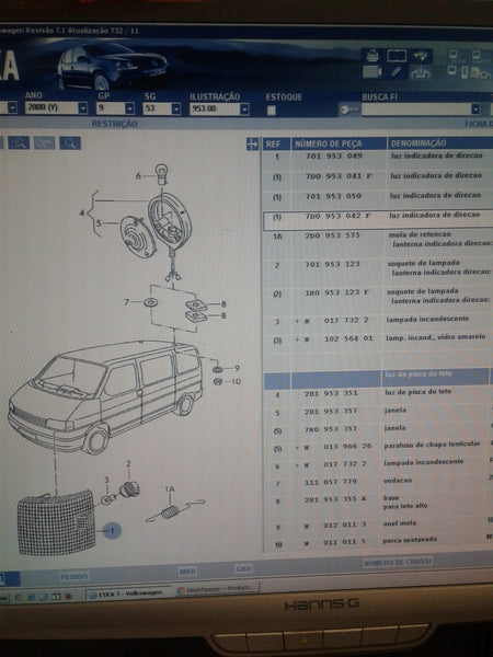 701953050K=7D0953050A Front right-hand clear indicator for Transporter Type 4, 90 ->03