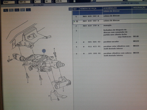 8E0419502H STEERING COLUMN WITH ADJUST MECHANISM8E0419502C/E/G