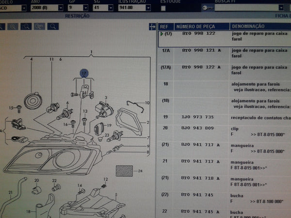 8T0998122 Right Upper Headlight Bracket Repair