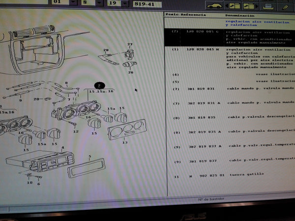 1J0820045G  A/C AND HEATER CONTROL VW PASSAT 1997/2005