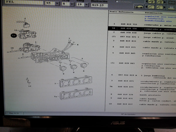 7H0819045F 9B9 servomotor; fresh air and heating control 7H0819045A 9B9