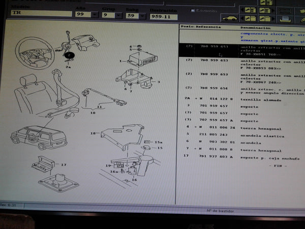 7D0959653 Air Bag Clockspring