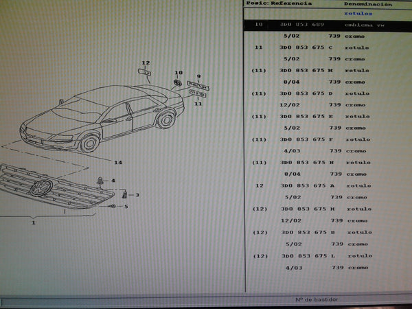 3D0853689 739 VW emblem