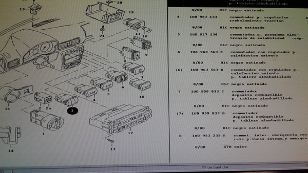 1U0959621A 01C  switch for heated rear window