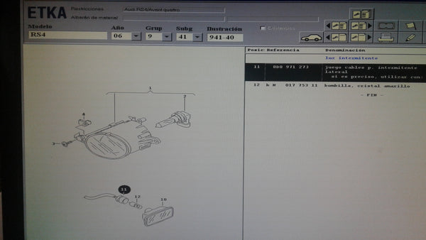 8D0971273 Wiring harness for side lamp