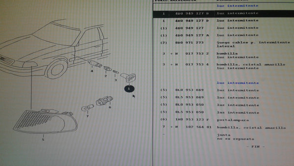 4D0949127B Turn signal indicator