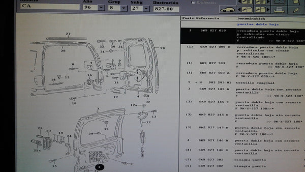 6K9827099  wing door lock for vehicles with central locking system