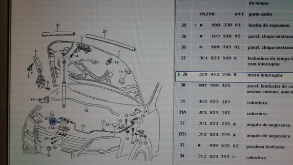 3C0953236B Bonnet catch alarm microswitch