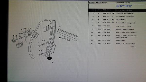 115989001  SKODA manual window regulator ORIGINAL