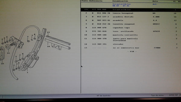 115989000  Window Lift for SKODA