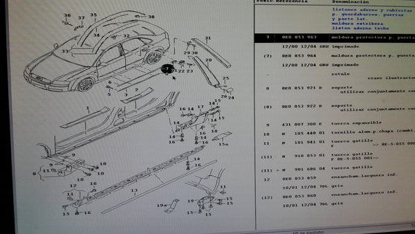 8E0853963 - REAR LEFT DOOR MOLDING