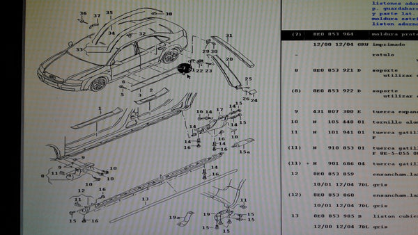 8E0853964 GRU RIGHT REAR TRIM/PROTECTIVE STRIP DOOR