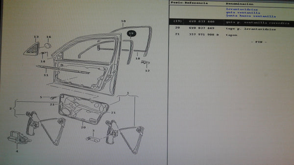 6Y0837440 GENUINE SKODA R/H/FRONT WINDOW GUIDE FITS FABIA 2