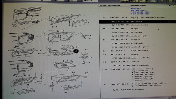 6N0857121D C81 glove compartment; stowage compartment