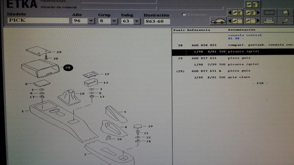 6U0858021 5SE centre console; 1995-2001  - - Pick Up(PICK)- FELICIA