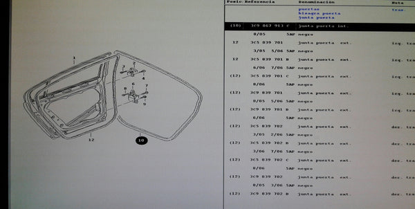 3C9867913C 5AP - REAR LEFT DOOR INNER SEAL.