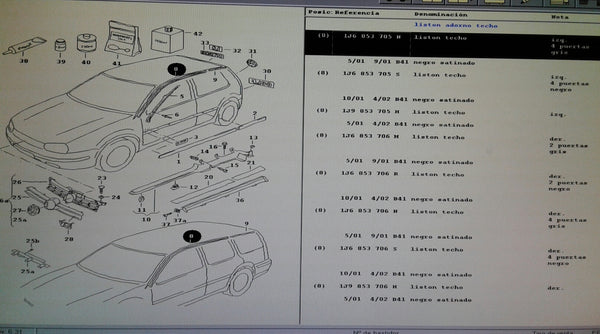 1J6853705N B41- ROOF STRIPS - LEFT SATIN BLACK.