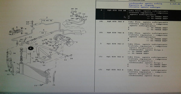 6Q0820744BG Air conditioning line with part number 6Q0820744BG/AA